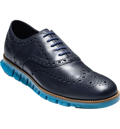 Shop Cole Haan 'zerogrand' Wingtip Oxford In Marine Blue Leather