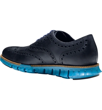 Shop Cole Haan 'zerogrand' Wingtip Oxford In Marine Blue Leather