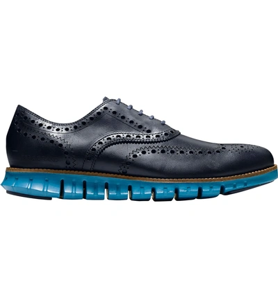 Shop Cole Haan 'zerogrand' Wingtip Oxford In Marine Blue Leather