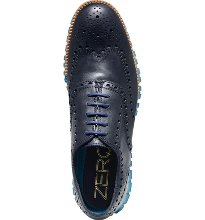 Shop Cole Haan 'zerogrand' Wingtip Oxford In Marine Blue Leather