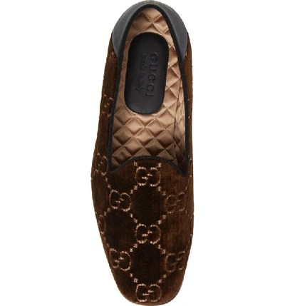 Shop Gucci Gg Velvet Loafer In Brown/ Black