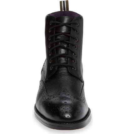 Shop Ted Baker Twrens Wingtip Boot In Black Leather