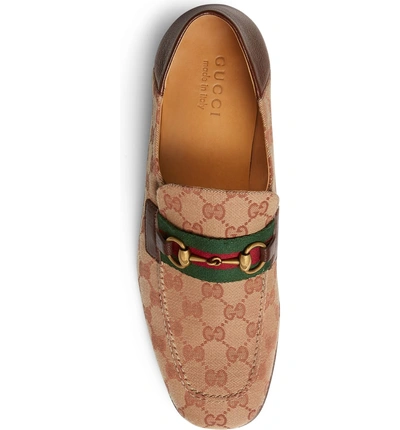 Shop Gucci Horsebit Collapsible Leather Loafer In Beige/ Rose