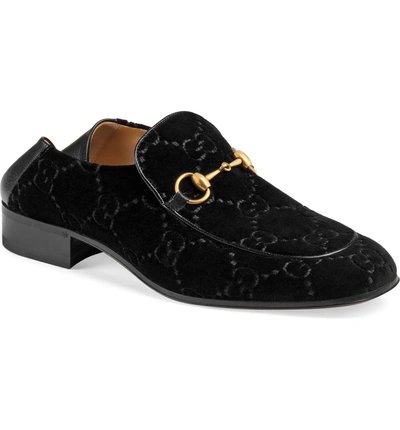 Shop Gucci Horsebit Collapsible Leather Loafer In Nero/ Nero