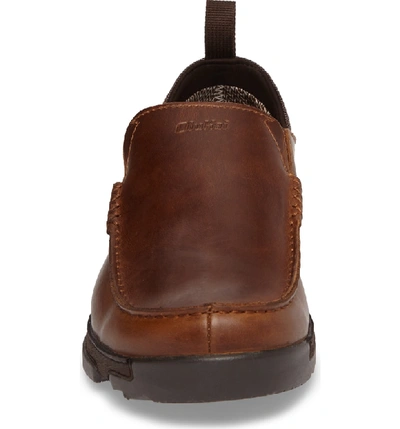 Shop Olukai Na'i Collapsible Waterproof Slip-on In Fox/ Dark Wood Leather