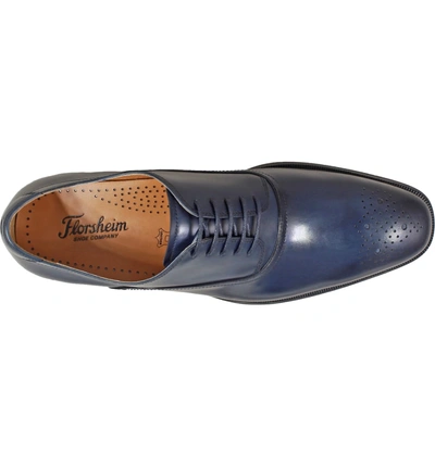 Shop Florsheim Belfast Brogued Derby In Navy Leather