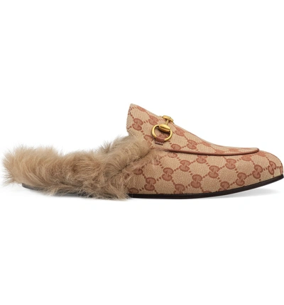 Shop Gucci Princetown Double G Loafer Mule With Genuine Shearling In Copper Rose