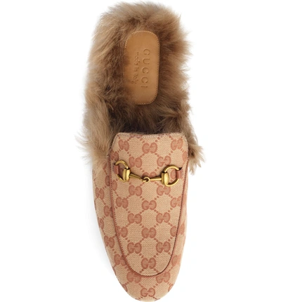 Shop Gucci Princetown Double G Loafer Mule With Genuine Shearling In Copper Rose