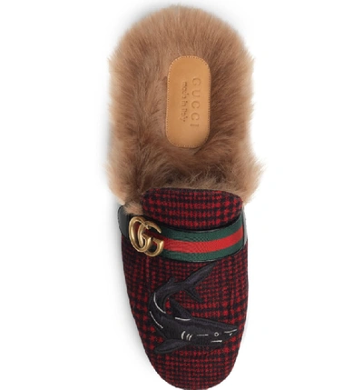 Shop Gucci Princetown Double G Loafer Mule With Genuine Shearling In Red Black/ Nero