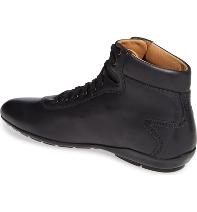 Shop Mezlan Pasquale High Top Sneaker In Graphite Leather