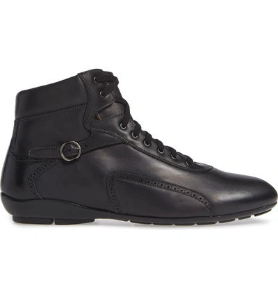 Shop Mezlan Pasquale High Top Sneaker In Graphite Leather
