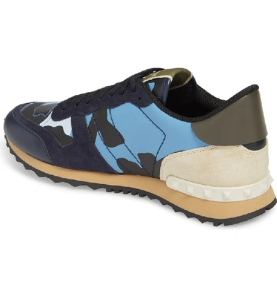 Shop Valentino Camo Rockrunner Sneaker In Navy/ Light Blue