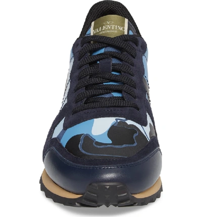 Shop Valentino Camo Rockrunner Sneaker In Navy/ Light Blue