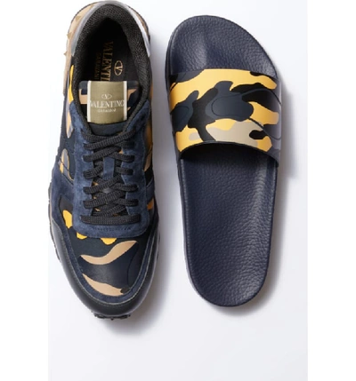 Shop Valentino Camo Rockrunner Sneaker In Navy/ Light Blue