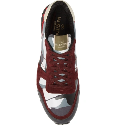 Shop Valentino Camo Rockrunner Sneaker In Rubin/ Dark Grey