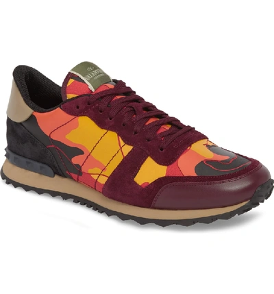 Shop Valentino Camo Rockrunner Sneaker In Orange/ Multi