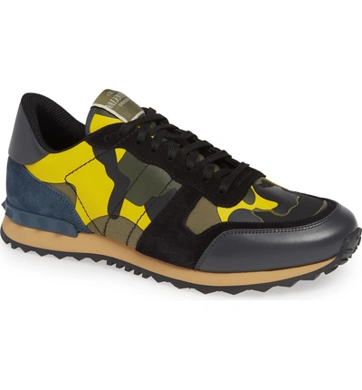 Shop Valentino Camo Rockrunner Sneaker In Yellow Multi