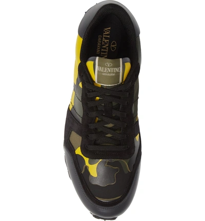 Shop Valentino Camo Rockrunner Sneaker In Yellow Multi