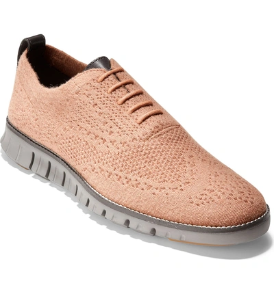 Shop Cole Haan Zerogrand Stitchlite Woven Wool Wingtip In Camel Wool