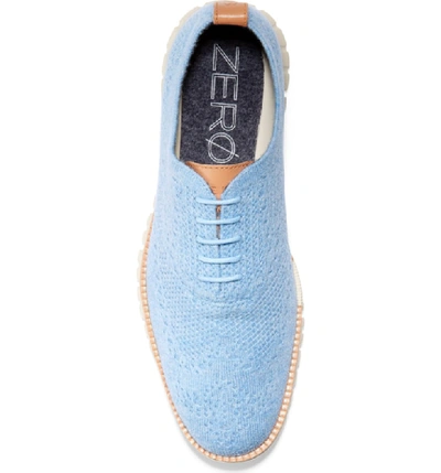 Shop Cole Haan Zerogrand Stitchlite Woven Wool Wingtip In Blue/ Ivory Wool