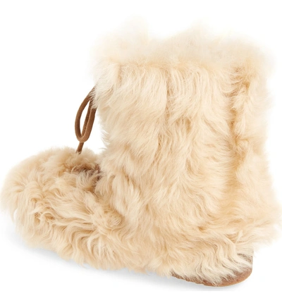 Shop Saint Laurent Furry Genuine Shearling Boot In Cream/ Safari