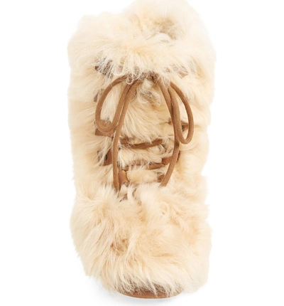 Shop Saint Laurent Furry Genuine Shearling Boot In Cream/ Safari