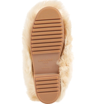 Shop Saint Laurent Furry Genuine Shearling Boot In Cream/ Safari