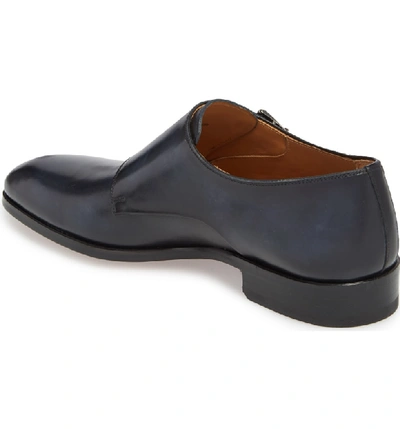 Shop Magnanni Lucio Double Strap Monk Shoe In Navy Leather