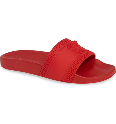 Shop Versace Palazzo Medusa Slide Sandal In Red