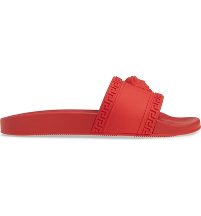 Shop Versace Palazzo Medusa Slide Sandal In Red