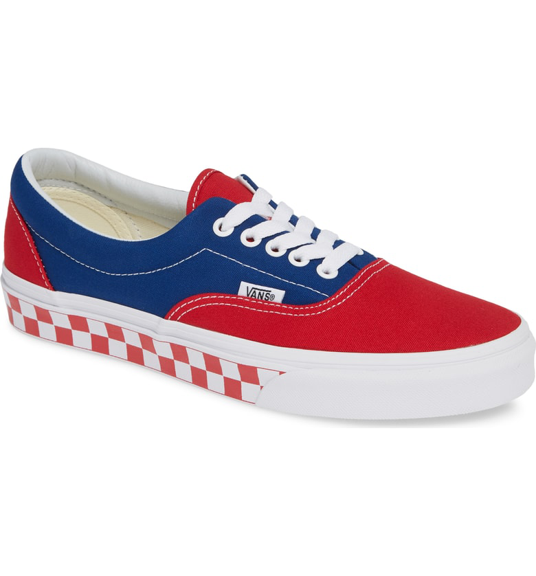 vans era bmx red white and blue checkerboard skate shoes