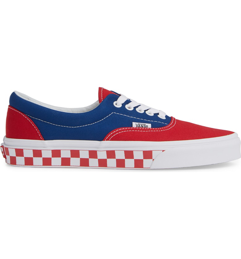 vans checkerboard blue and red