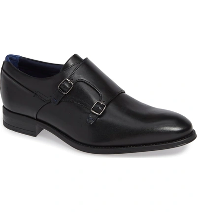 Shop Ted Baker Cathon Double Buckle Monk Shoe In Black Leather