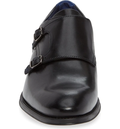 Shop Ted Baker Cathon Double Buckle Monk Shoe In Black Leather