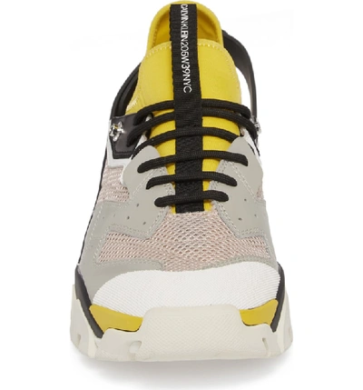 Shop Calvin Klein 205w39nyc Carlos 10 Snapback Runner Sneaker In Grey/ Yellow/ Black/ White