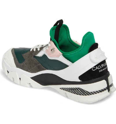 Shop Calvin Klein 205w39nyc Carlos 10 Snapback Runner Sneaker In Grey/ Green Leather