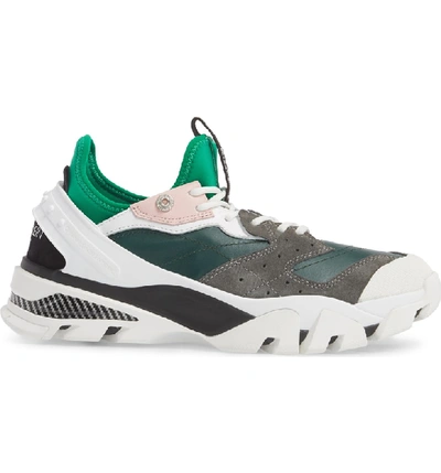 Shop Calvin Klein 205w39nyc Carlos 10 Snapback Runner Sneaker In Grey/ Green Leather