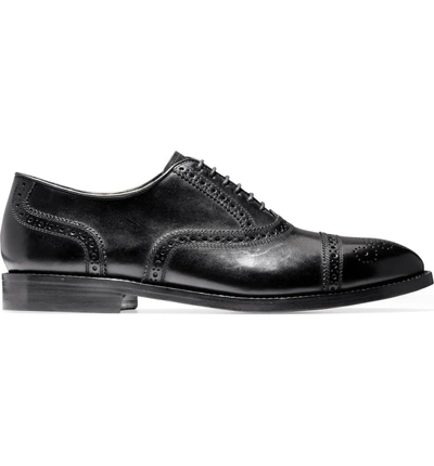 Shop Cole Haan American Classics Kneeland Cap Toe Oxford In Black Leather