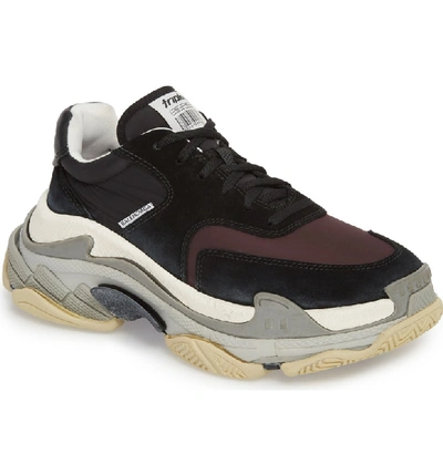 Shop Balenciaga Triple S Retro Sneaker In Black/ Bordeaux