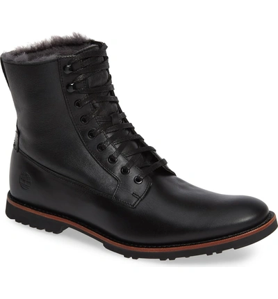 Shop Timberland Kendrick Genuine Shearling Boot In Jet Black W/ Crackle Shearling