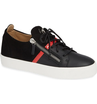 Shop Giuseppe Zanotti Low Top Stripe Sneaker In Black