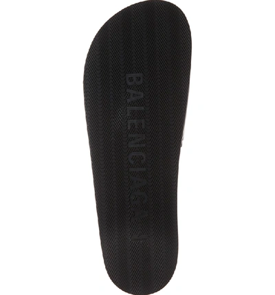 Shop Balenciaga Logo Slide Sandal In Black/ White