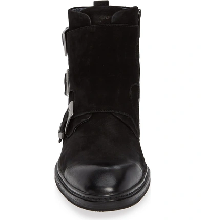 Shop Karl Lagerfeld Triple Buckle Monk Boot In Black
