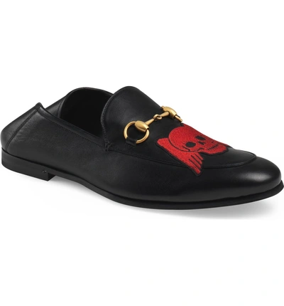 Shop Gucci Brixton Embroidered Loafer In Black/ Black