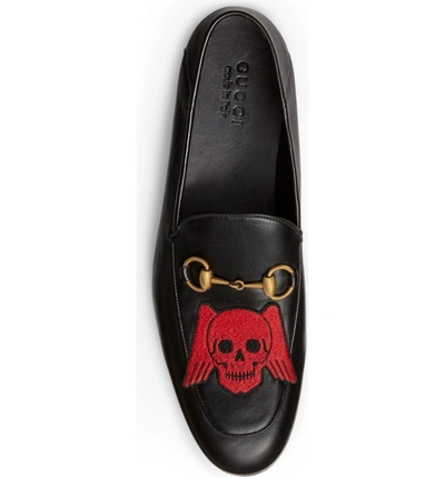 Shop Gucci Brixton Embroidered Loafer In Black/ Black