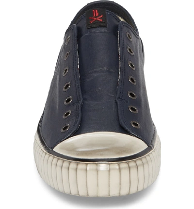 Shop John Varvatos Linen Laceless Sneaker In Midnight Linen