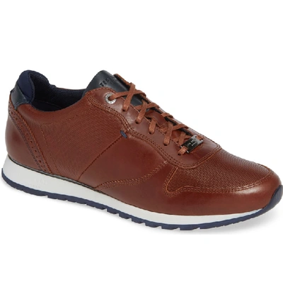 Shop Ted Baker Shindl Sneaker In Dark Tan Leather