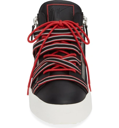 Shop Giuseppe Zanotti Multistrap Mid Top Sneaker In Black/ Black