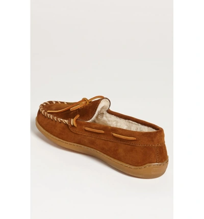 Shop Minnetonka Suede Moccasin In Brown Suede