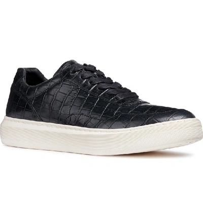 Geox Deiven 8 Croc Textured Low Top Sneaker In Black Leather | ModeSens